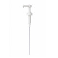 White commercial-grade syrup pump for 11lbs bubble tea juice bottles