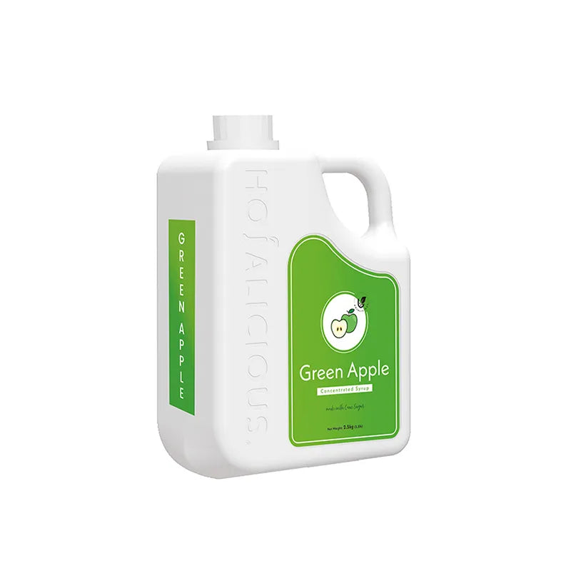 Hojalicious Green Apple Concentrated Syrup, 2.5kg bulk jug, crafted with a cane sugar formula.