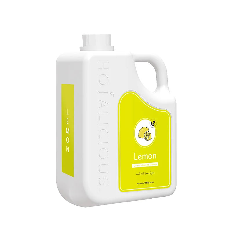 Hojalicious Lemon Concentrated Syrup, 2.5kg bulk jug, crafted with a cane sugar formula.