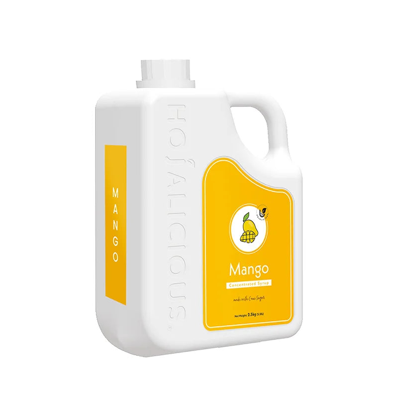 Hojalicious Mango Concentrated Syrup, 2.5kg bulk supply for professional beverage applications.