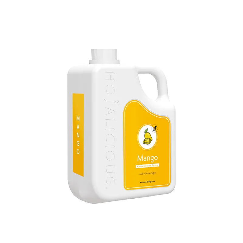Hojalicious Mango Concentrated Syrup, 2.5kg bulk supply for professional beverage applications.