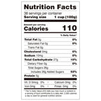 Nutrition facts label for peach coconut jelly, compliant with international export food labeling standards.